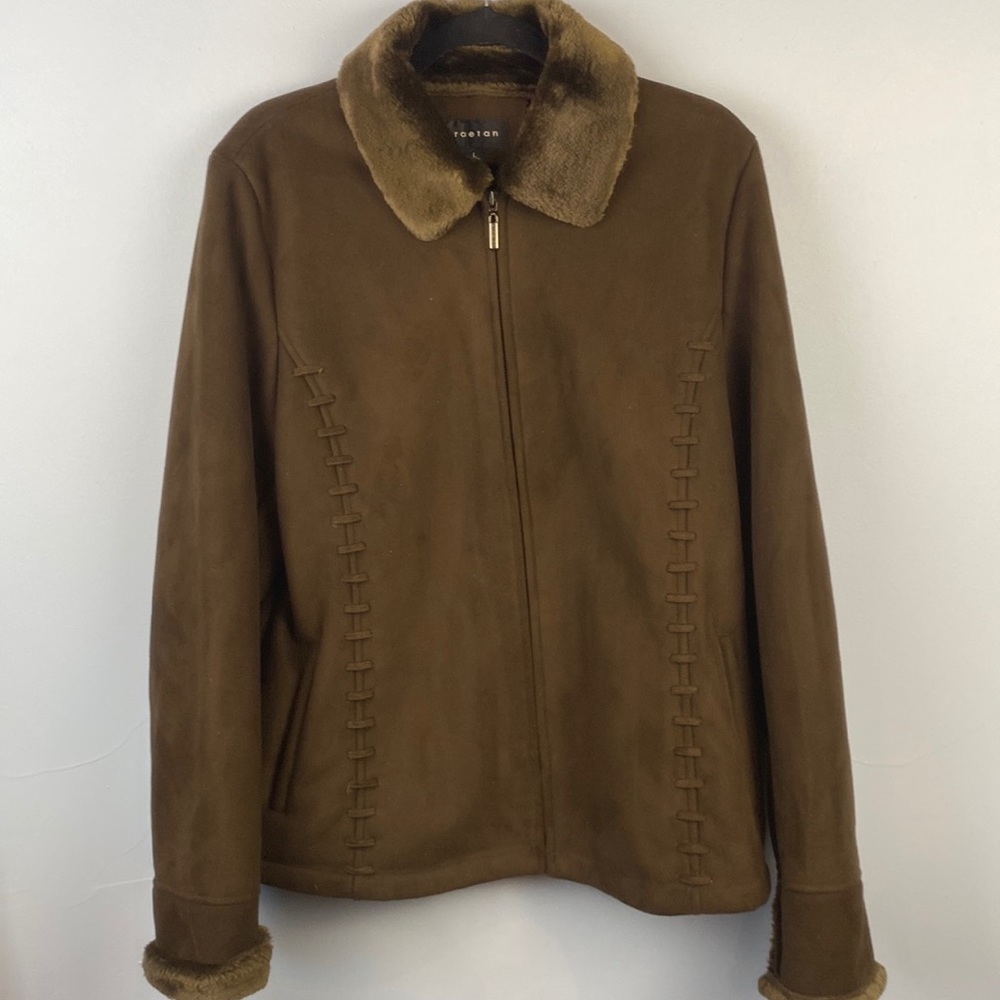 Braetan Dark Brown Faux Fur Lined Jacket Womens Size Large